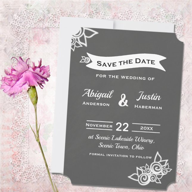 Rustikale Chalk Style Save the Date Karte (Von Creator hochgeladen)
