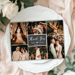 Rustikale Chalkboard Foto Collage Wedding Vielen D Postkarte<br><div class="desc">Rustikales Chalkboard Hand Lettered Script Hochzeit Multi Foto Collage Vielen Dank PostCard. Stilvolle Hochzeit danke Ihnen Vorlage mit sechs (6) Foto auf der Vorderseite und ein (1) Foto auf der Rückseite. Mit dem Text "danke" in einer Wirblen Hand geschrieben Kalligraphie Skript-Schriftart in Weiß auf dunkelgrau oder schwarz Farbe chalkboard/schwarze Tafel...</div>