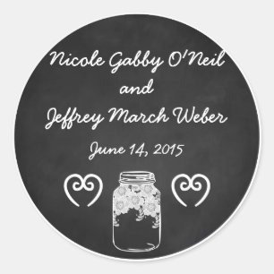 Rustikale Chalkboard Mason Jar Custom Wedding Runder Aufkleber