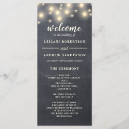 Rustikale Chalkboard String Light Wedding Programm