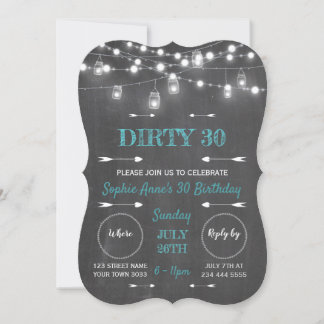 Rustikale Chalkboard String Lights Dirty 30 Geburt Einladung