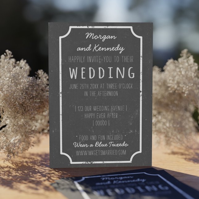 Rustikale Chalkboard Style Hochzeitseinladungen Einladung (A rustic chalkboard wedding invitation waiting for the details of your rustic chalkboard wedding)