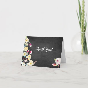 Rustikale Chalkboard Vintage Blumenhochzeit Dankeskarte