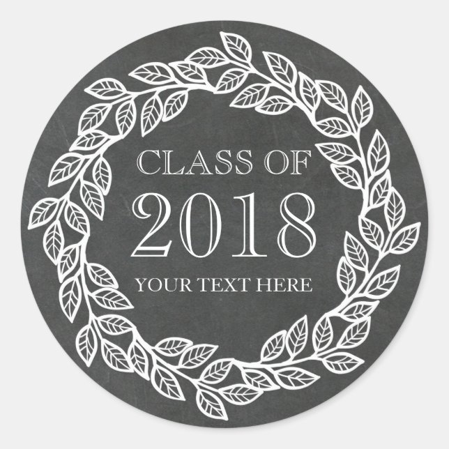 Rustikale Chalkboard Wreath Abschluss Class 2018 Runder Aufkleber (Vorderseite)