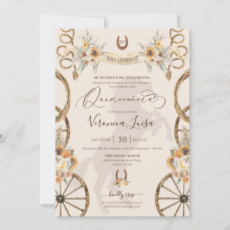 Rustikale Charro Sonnenblumen & Boho Floral Quince Einladung