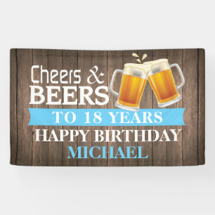 Rustikale Cheers and Bers Happy 18. Geburtstag Blu Banner