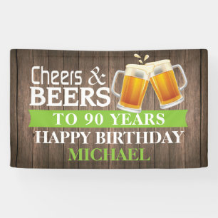 Rustikale Cheers and Bers Happy 90. Geburtstag Grü Banner