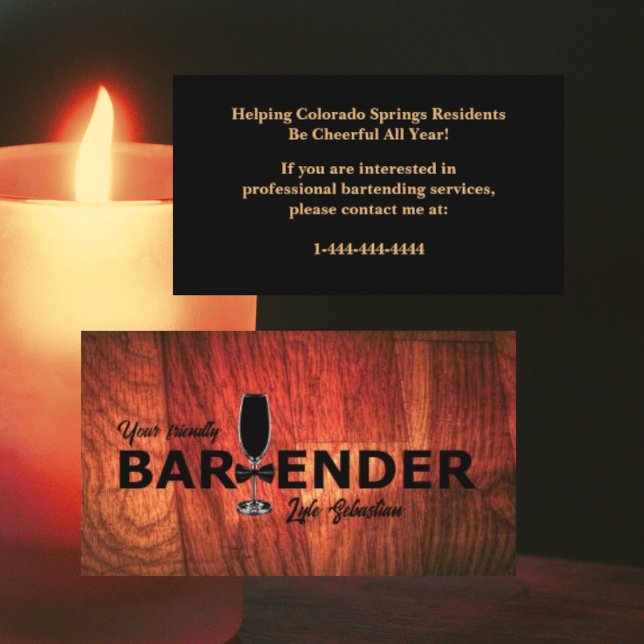 Rustikale Cherrywood Event Barkeeper Business Card Visitenkarte (Von Creator hochgeladen)