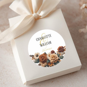 Rustikale Chic-Blumenhochzeit Runder Aufkleber