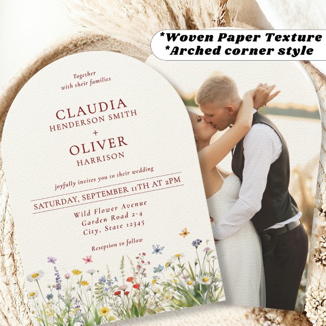 Rustikale Chic Boho Wildblumen und Foto Hochzeit Einladung (Von Creator hochgeladen)