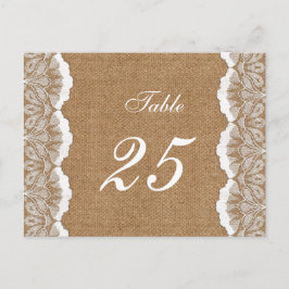 Rustikale Chic Burlap- und Spitzenlandhochzeit Postkarte