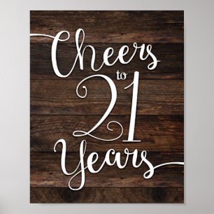 Rustikale Chic-CHEERS BIS 21 JAHRE Signatur Print Poster