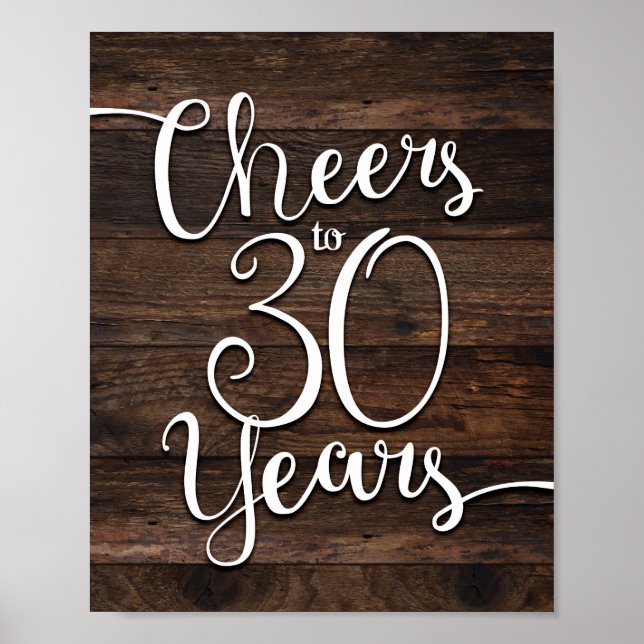 Rustikale Chic-CHEERS BIS 30 JAHRE Print Poster (Vorne)