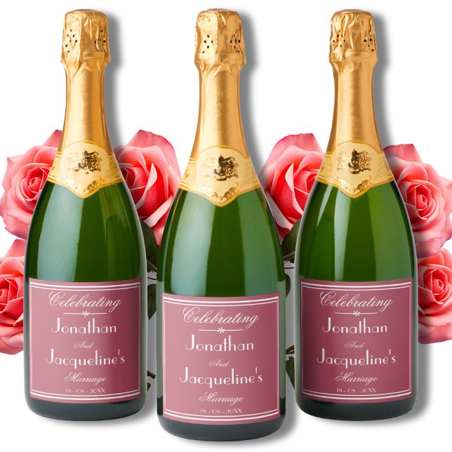 Rustikale Chic Dusty Rose Hochzeit Personalisierte (Perfect for a Rustic Chic Wedding - Dusty Rose & White Personalized Sparkling Wine Labels.)
