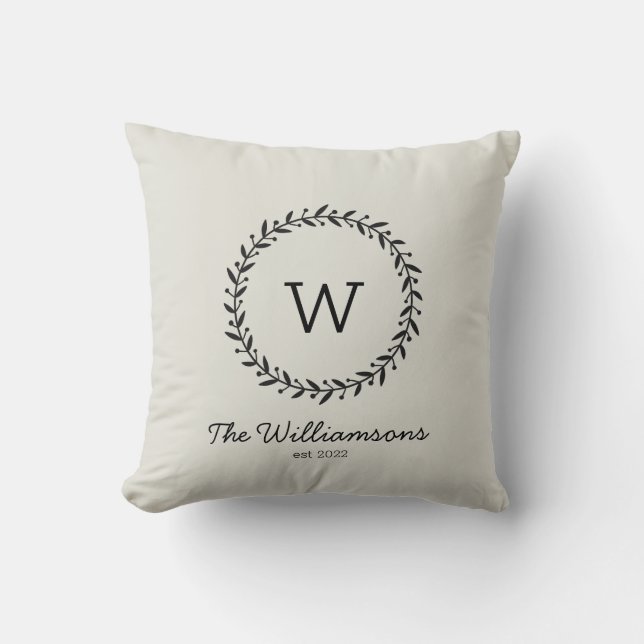 Rustikale Chic-Familie Monogram Name Throw Pillow Kissen (Vorderseite)