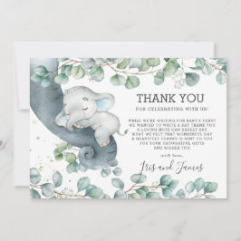 Rustikale Chic Greenery Elephant Baby Shower Boy Dankeskarte