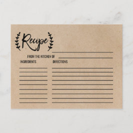 Rustikale Chic Imitate Kraft Brautparty Rezeptions Postkarte