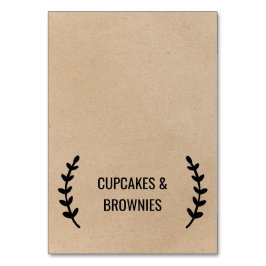 Rustikale Chic-Imitate Kraft-Kalligrafie-Food-Zelt Tischnummer