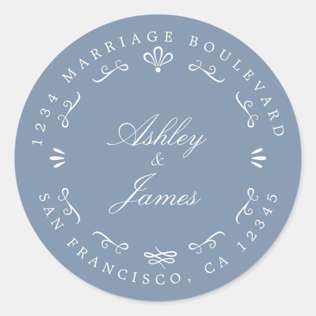 Rustikale Chic-Individuelle Name Hochzeit Rücksend Runder Aufkleber (Vorderseite)