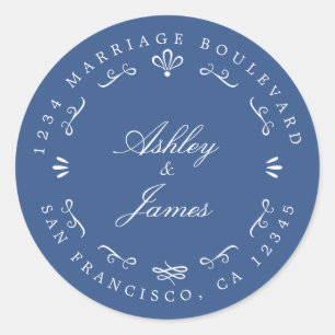 Rustikale Chic-Individuelle Name Hochzeit Rücksend Runder Aufkleber
