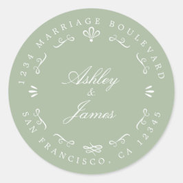 Rustikale Chic-Individuelle Name Hochzeit Rücksend Runder Aufkleber