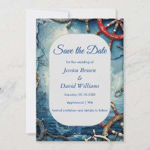 Rustikale Chic Nautical Wedding speichert die Datu Einladung