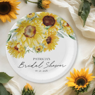 Rustikale Chic-Sonnenblumen-Brautparty Pappteller
