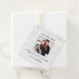 Rustikale Chic Wedding rettet die Date-Gefallen-Ta Geschenkanhänger
