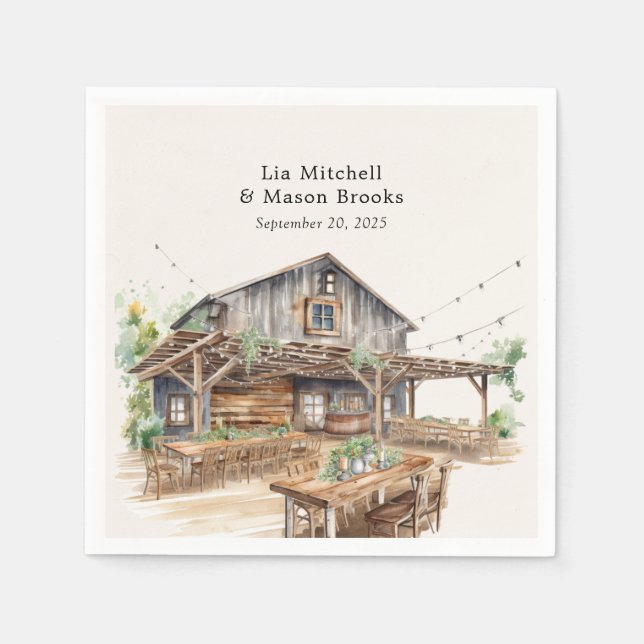 Rustikale Chic Wedding Serviette (Vorderseite)