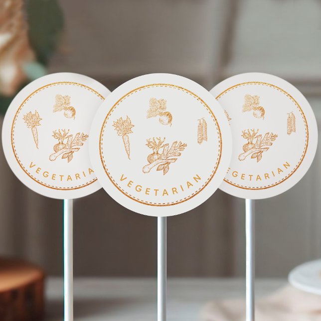 Rustikale Chic Wildblumen Vegetarische Küche Runder Aufkleber (Von Creator hochgeladen)