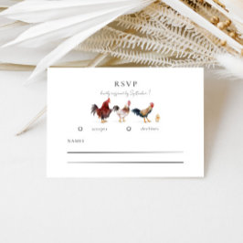 Rustikale Chicken Wedding RSVP Card Karte