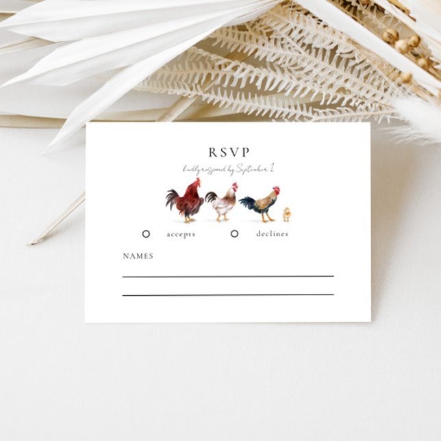 Rustikale Chicken Wedding RSVP Card Karte (Von Creator hochgeladen)