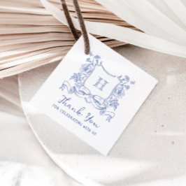 Rustikale Chinoiserie Bow Floral Wappen Babydusche Geschenkanhänger