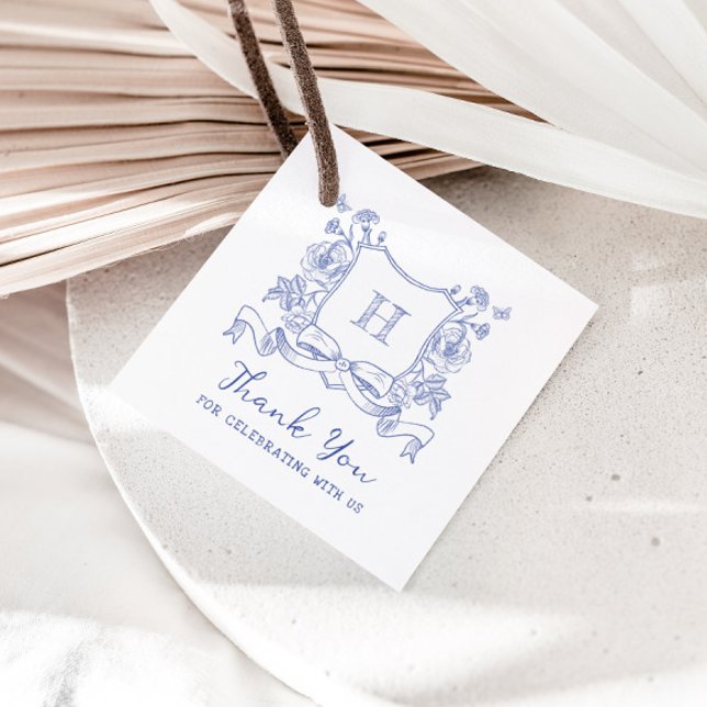 Rustikale Chinoiserie Bow Floral Wappen Babydusche Geschenkanhänger (Von Creator hochgeladen)