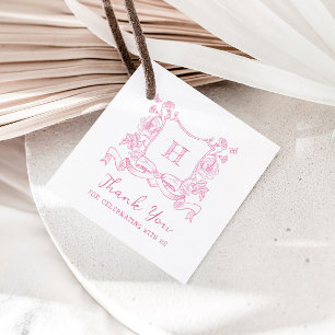 Rustikale Chinoiserie Bow Floral Wappen Babydusche Geschenkanhänger