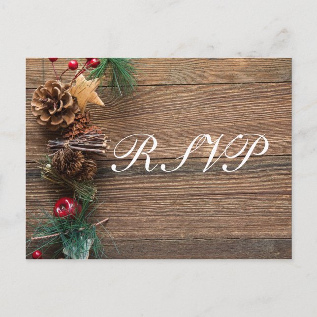 Rustikale Chrismas UAWG Einladungspostkarte (Vorderseite)