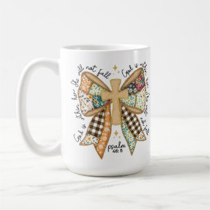 Rustikale christliche kokette Schleife Gott ist in Kaffeetasse