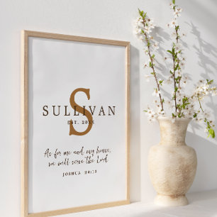 Rustikale Christliche Skripterkennung Monogramm Fa Poster