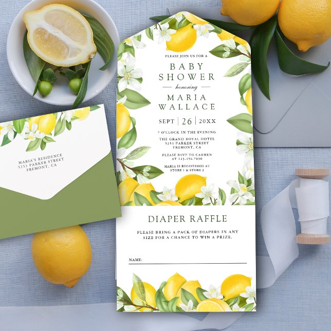 Rustikale Citrus Lemon Orchard Baby Dusche All In One Einladung (Von Creator hochgeladen)