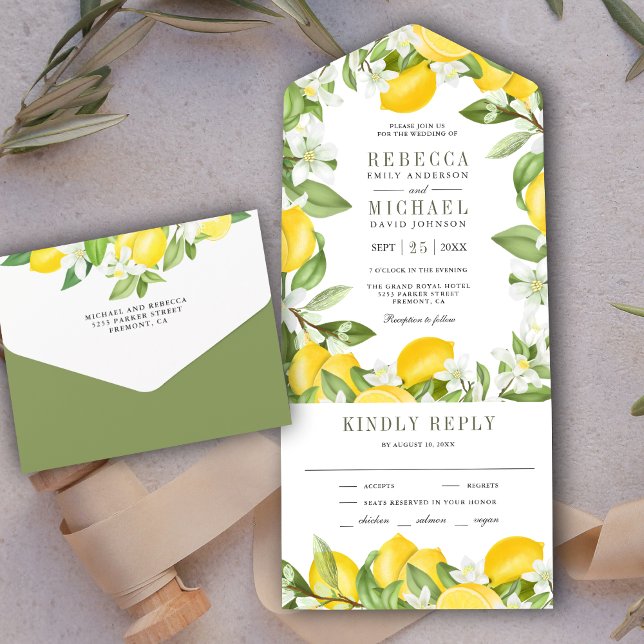 Rustikale Citrus Lemon Orchard Hochzeit All In One Einladung (Von Creator hochgeladen)