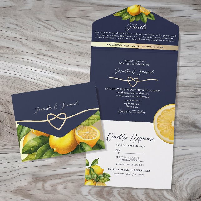 Rustikale Citrus Lemon Wedding All In One Einladung (Von Creator hochgeladen)