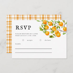 Rustikale Citrus Orange Summer Wedding RSVP Card