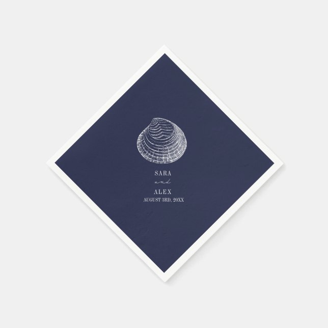 Rustikale Clamshell Blue Beach Wedding Serviette (Ecke)