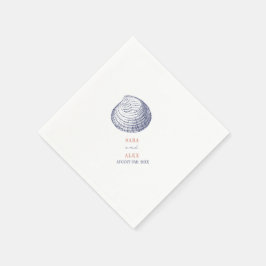 Rustikale Clamshell Red & Blue Beach Wedding Serviette