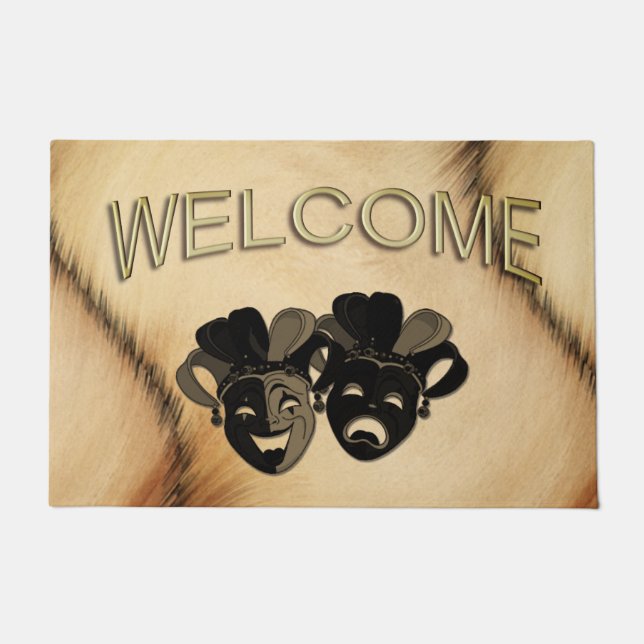 Rustikale Comedy und Tragedy Theaterdesign Fußmatte (Vorderseite)