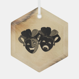Rustikale Comedy und Tragedy Theaterdesign Ornament Aus Glas