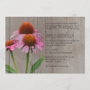 Rustikale Coneflower Hochzeits-Einladungen Einladung