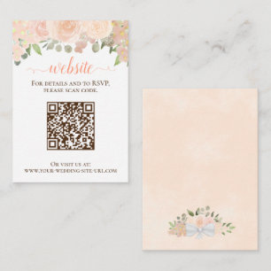 Rustikale Coral Peach Rose Hochzeit Website QR Cod Begleitkarte