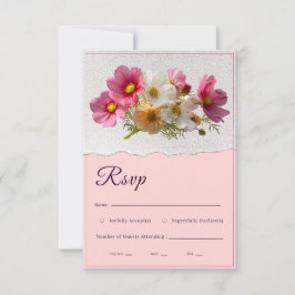 Rustikale Cosmos-Blumen-Gips-Rissige-Papier-Hochze RSVP Karte