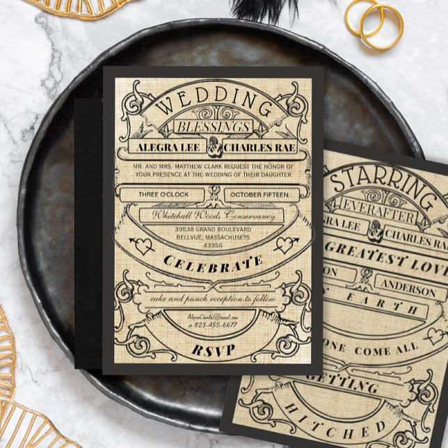 Rustikale Cotattacecore-Tickethochzeit Einladung (Von Creator hochgeladen)